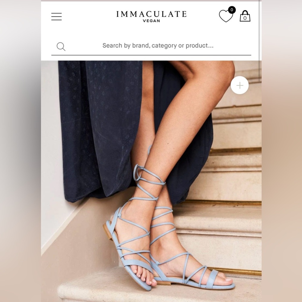 Light Blue Vegan Leather Lace Up Sandals